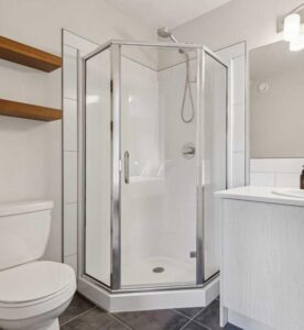 chrome framed neo angle shower calgary