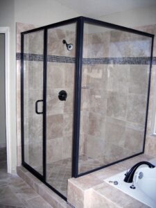 matte black 90 degree shower doors calgary